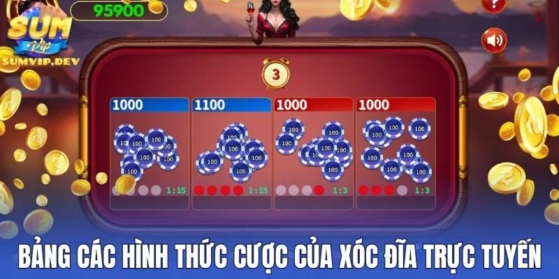 Bảng các hình thức cược của xóc đĩa trực tuyến