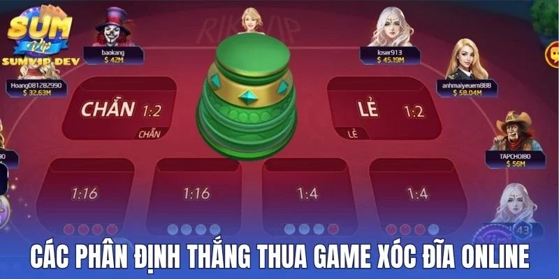 Các phân định thắng thua game xóc đĩa online